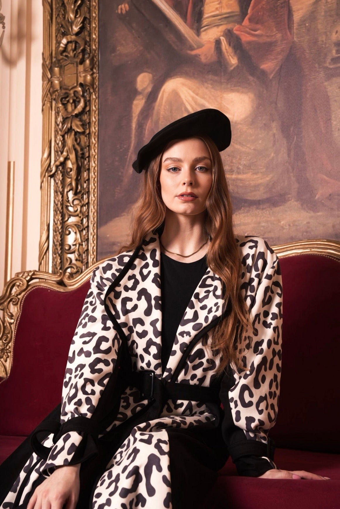 contrast leopard coat